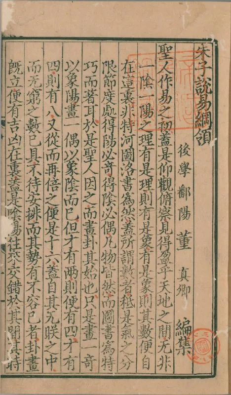 周易经传集程朱解附录纂注.明洪武二十一年覆元翠岩精舍刊本